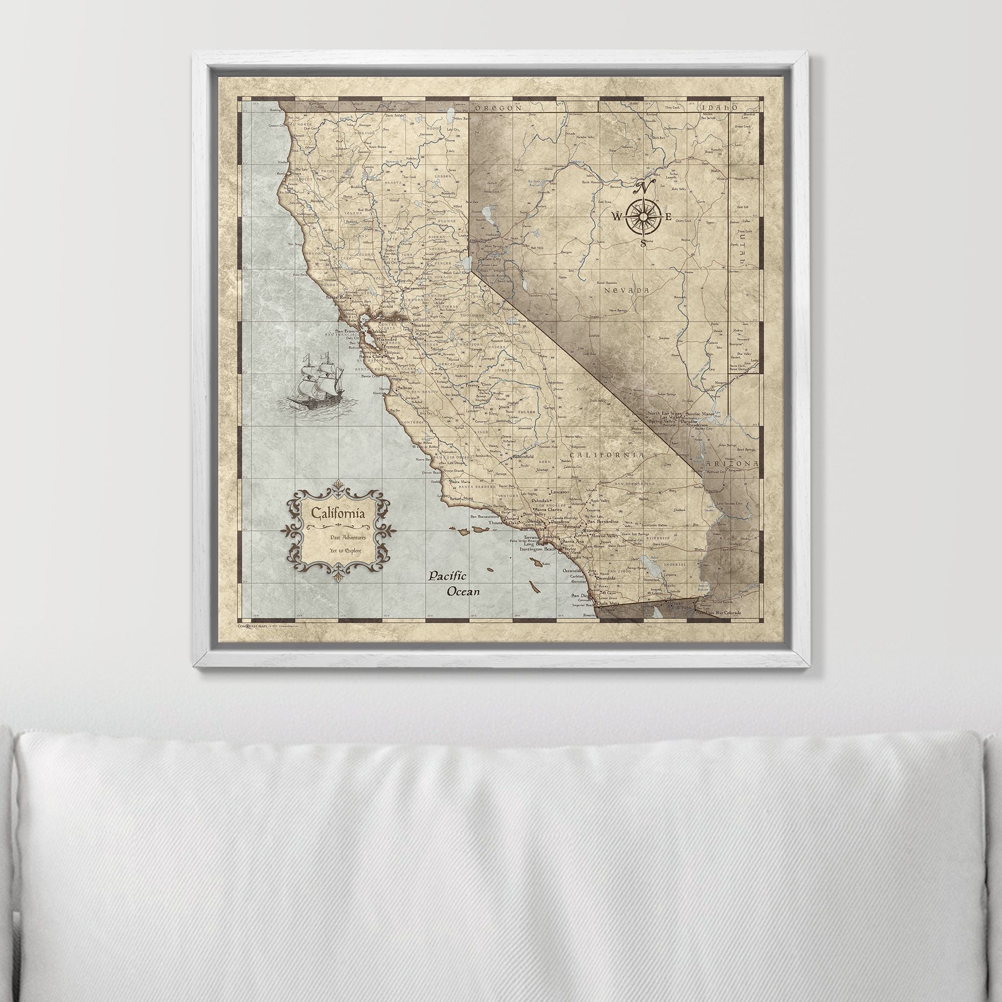 Push Pin California Map (Pin Board) - Rustic Vintage CM Pin Board