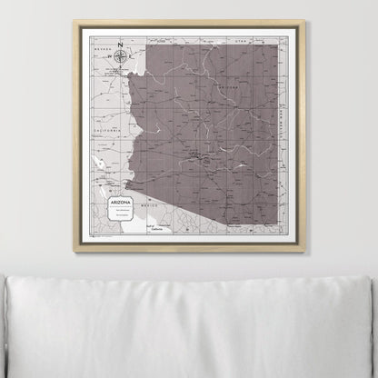 Push Pin Arizona Map (Pin Board) - Dark Brown Color Splash CM Pin Board