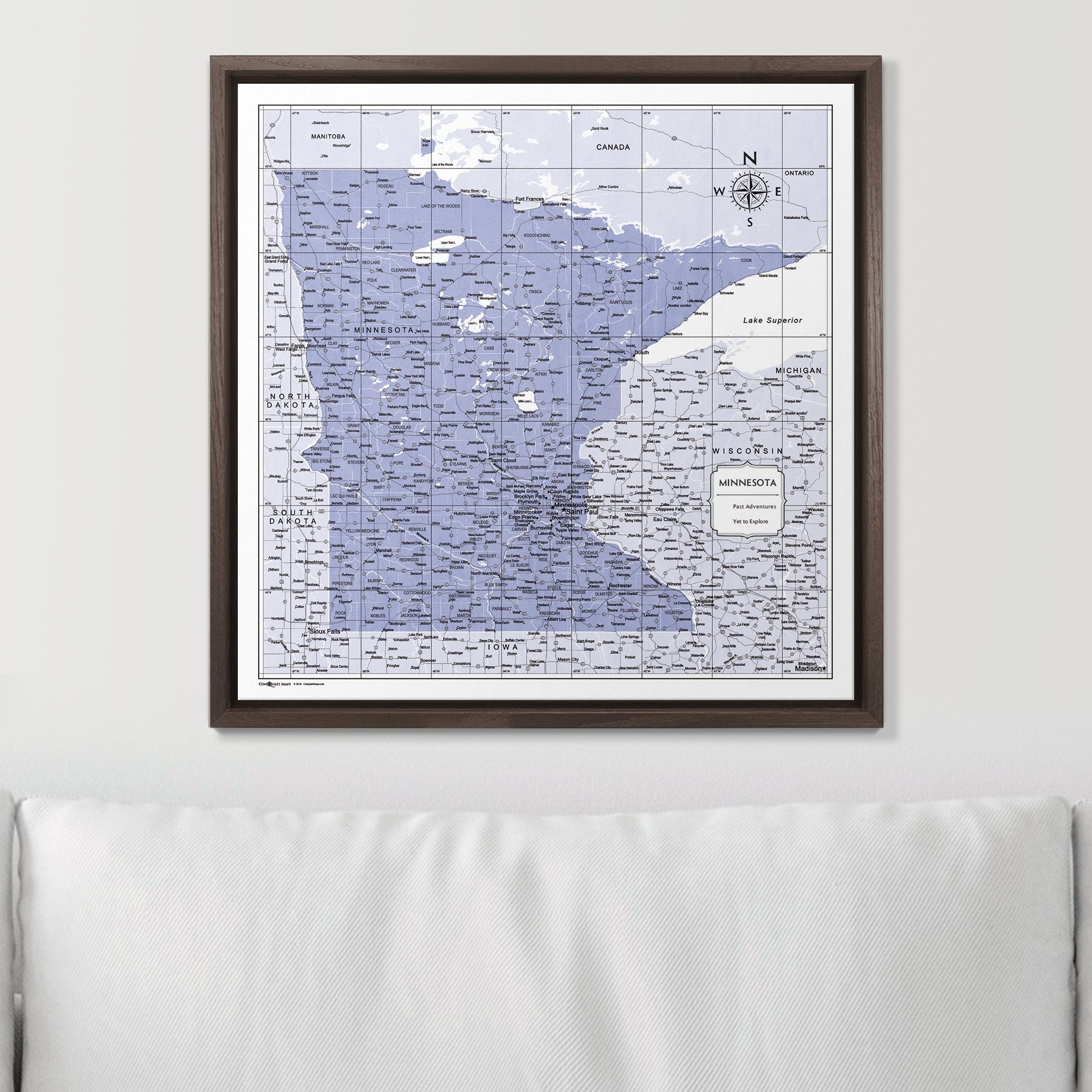 Push Pin Minnesota Map (Pin Board) - Purple Color Splash CM Pin Board