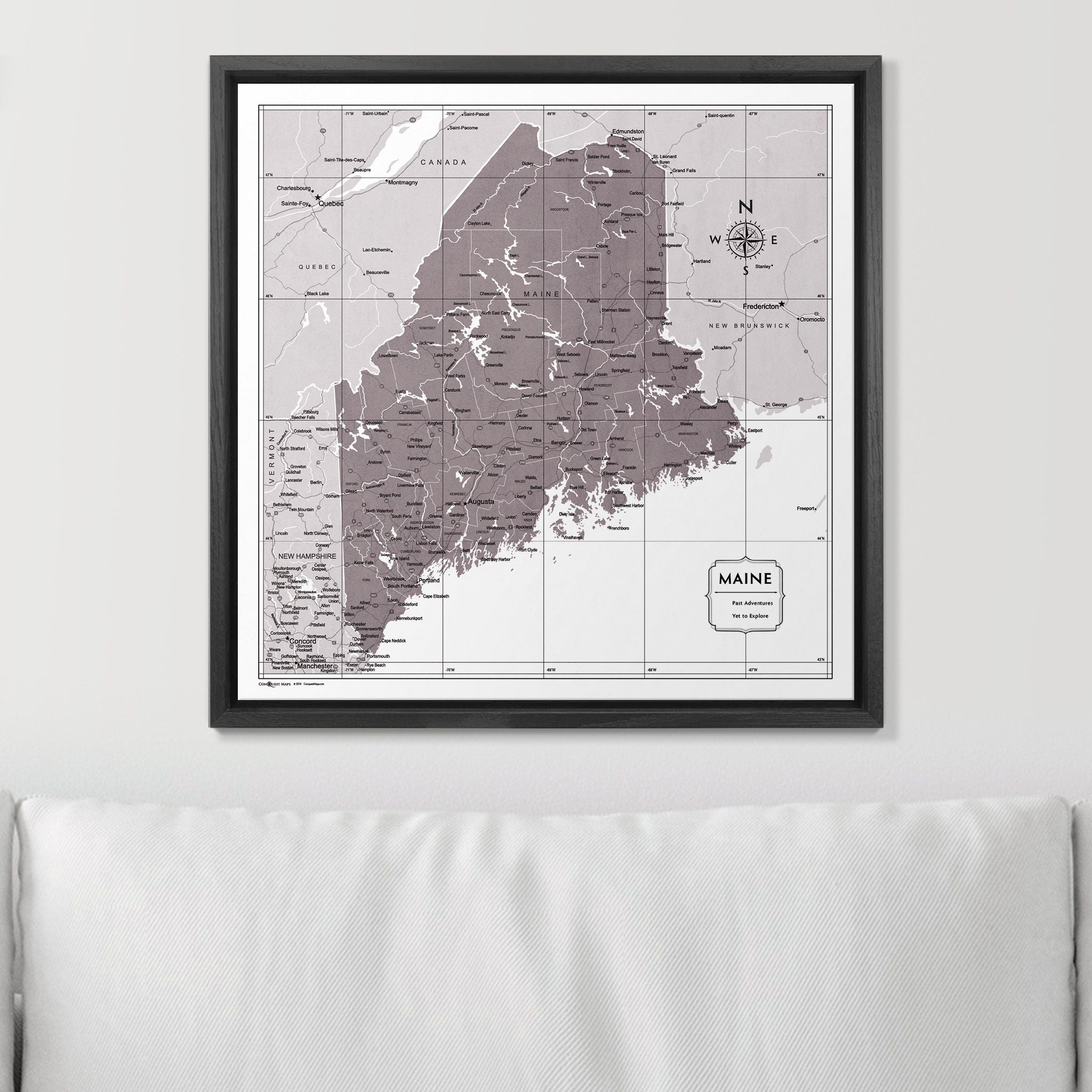 Push Pin Maine Map (Pin Board) - Dark Brown Color Splash CM Pin Board