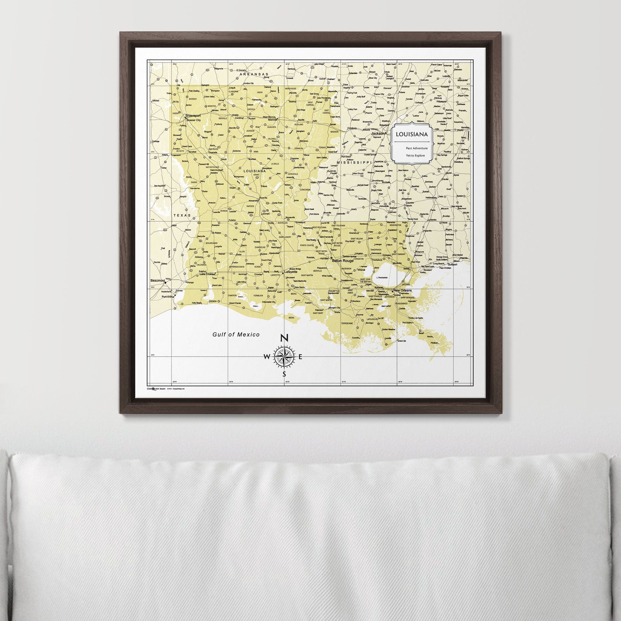 Push Pin Louisiana Map (Pin Board) - Yellow Color Splash CM Pin Board