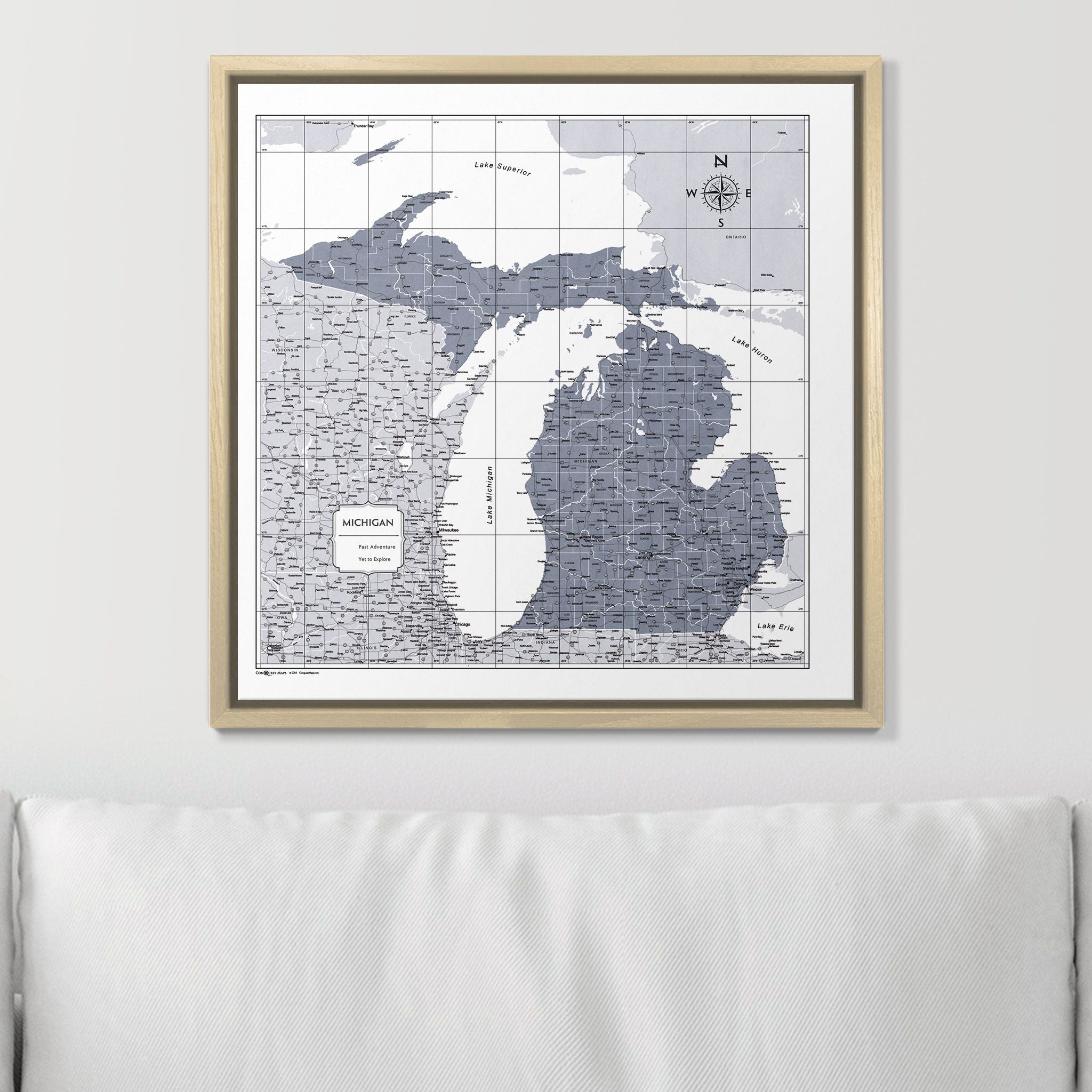 Push Pin Michigan Map (Pin Board) - Dark Gray Color Splash CM Pin Board