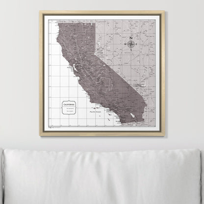 Push Pin California Map (Pin Board) - Dark Brown Color Splash CM Pin Board