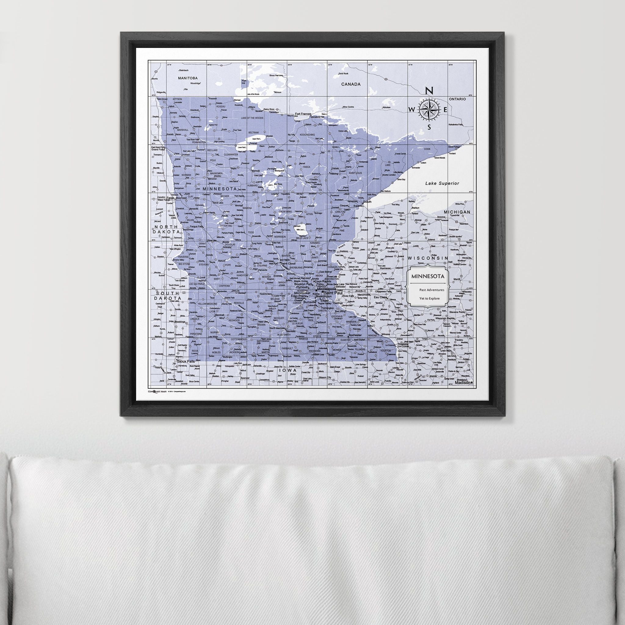 Push Pin Minnesota Map (Pin Board) - Purple Color Splash CM Pin Board