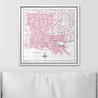 Push Pin Louisiana Map (Pin Board) - Pink Color Splash CM Pin Board