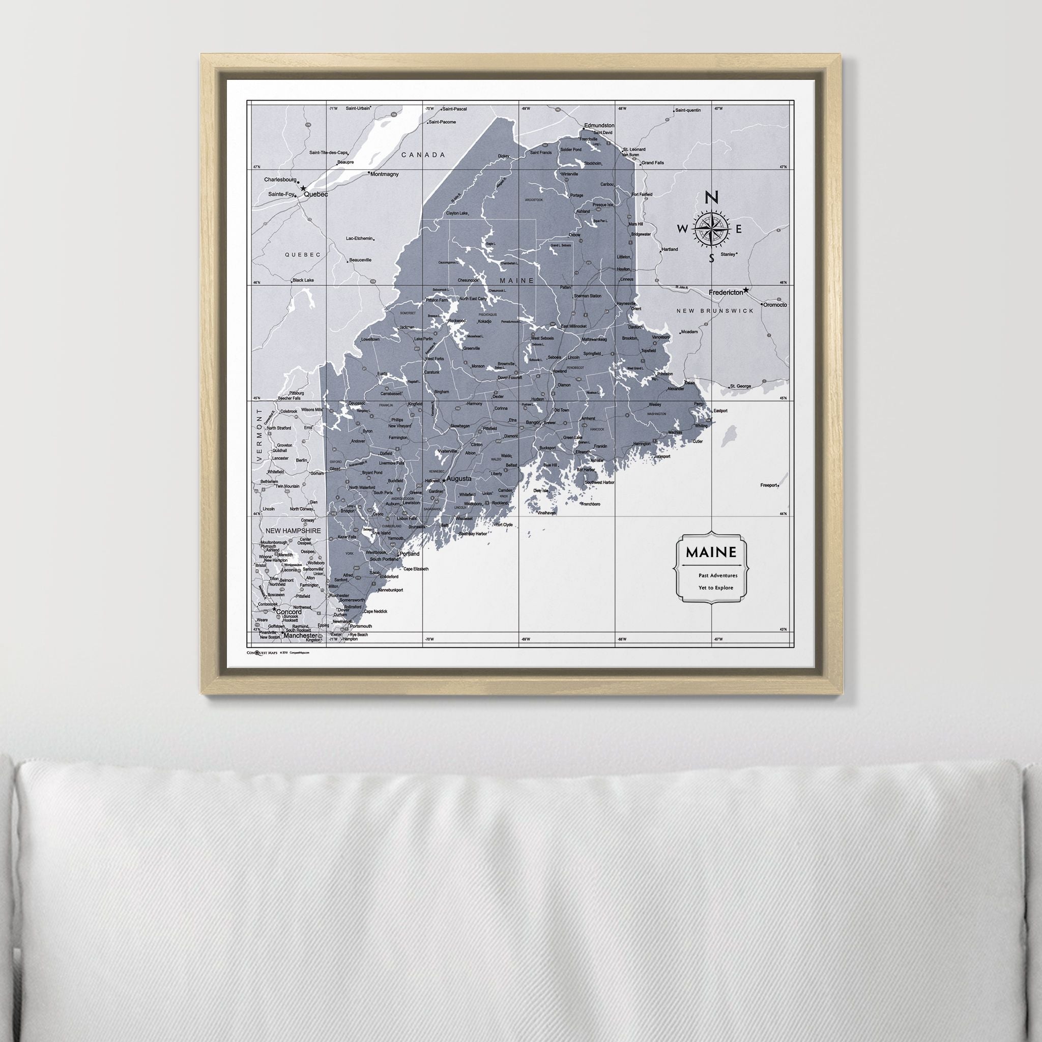 Push Pin Maine Map (Pin Board) - Dark Gray Color Splash CM Pin Board