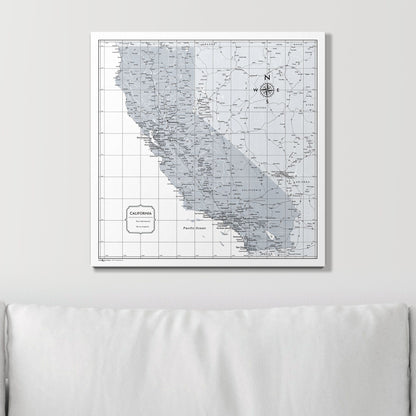 Push Pin California Map (Pin Board) - Light Gray Color Splash CM Pin Board