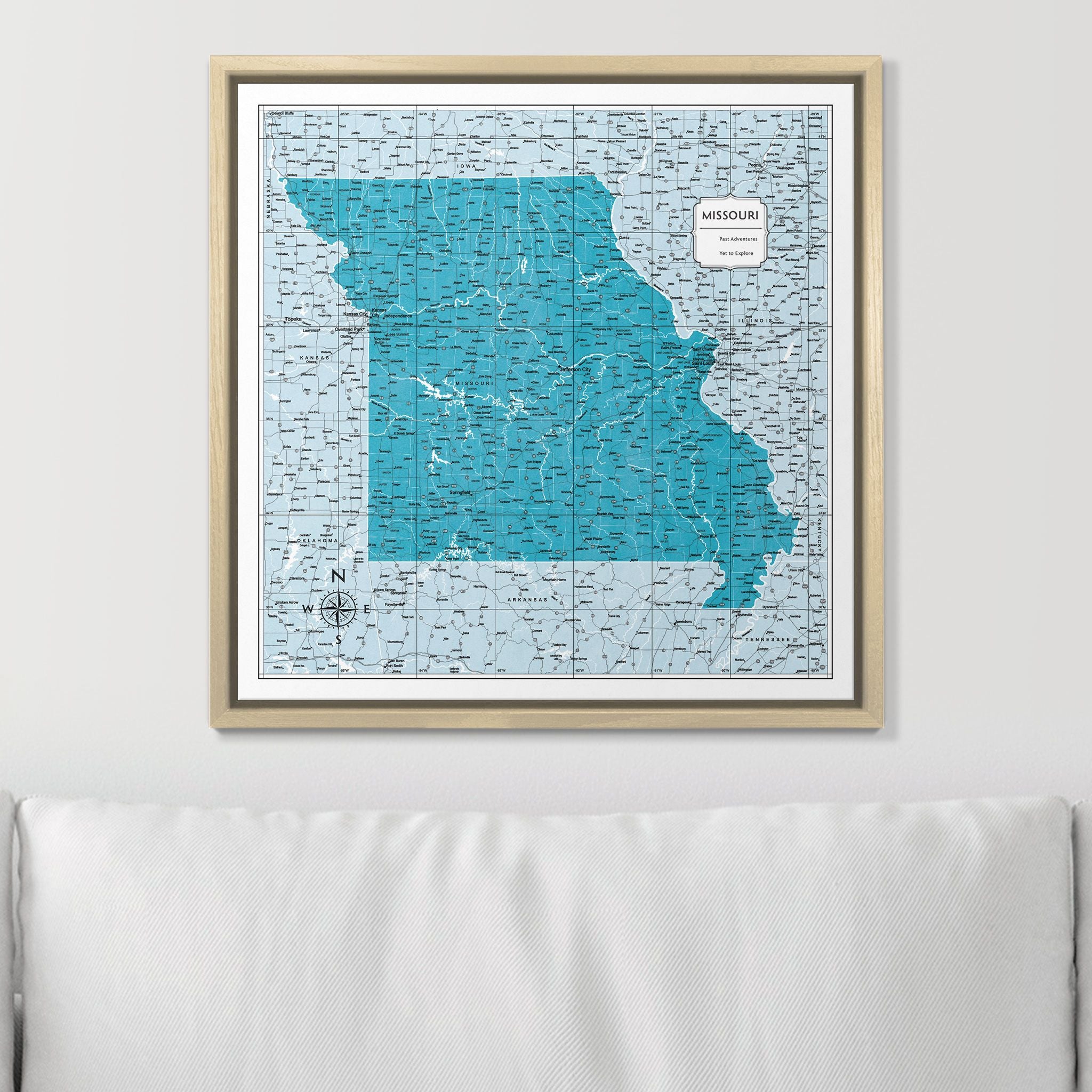 Push Pin Missouri Map (Pin Board) - Teal Color Splash CM Pin Board