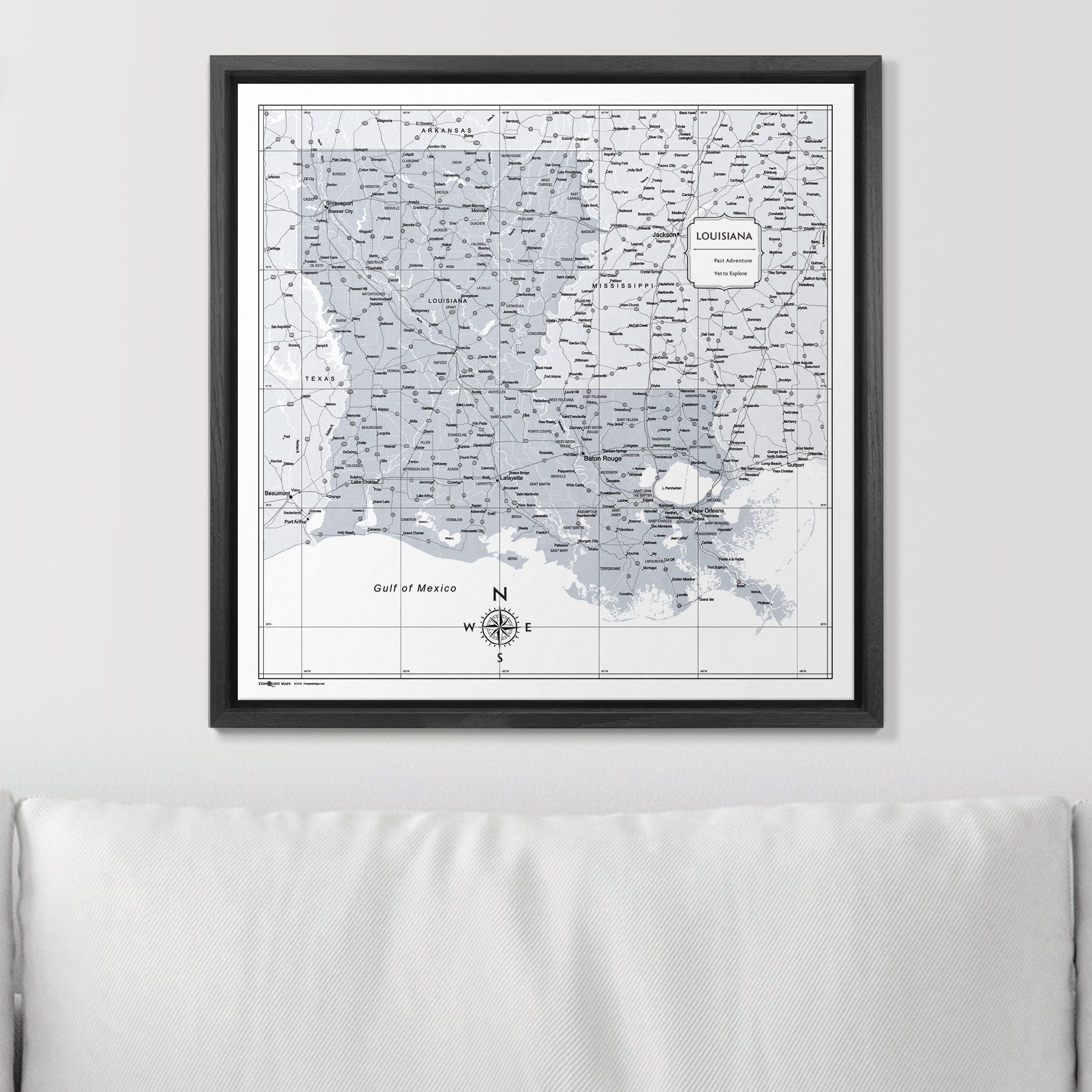 Push Pin Louisiana Map (Pin Board) - Light Gray Color Splash CM Pin Board