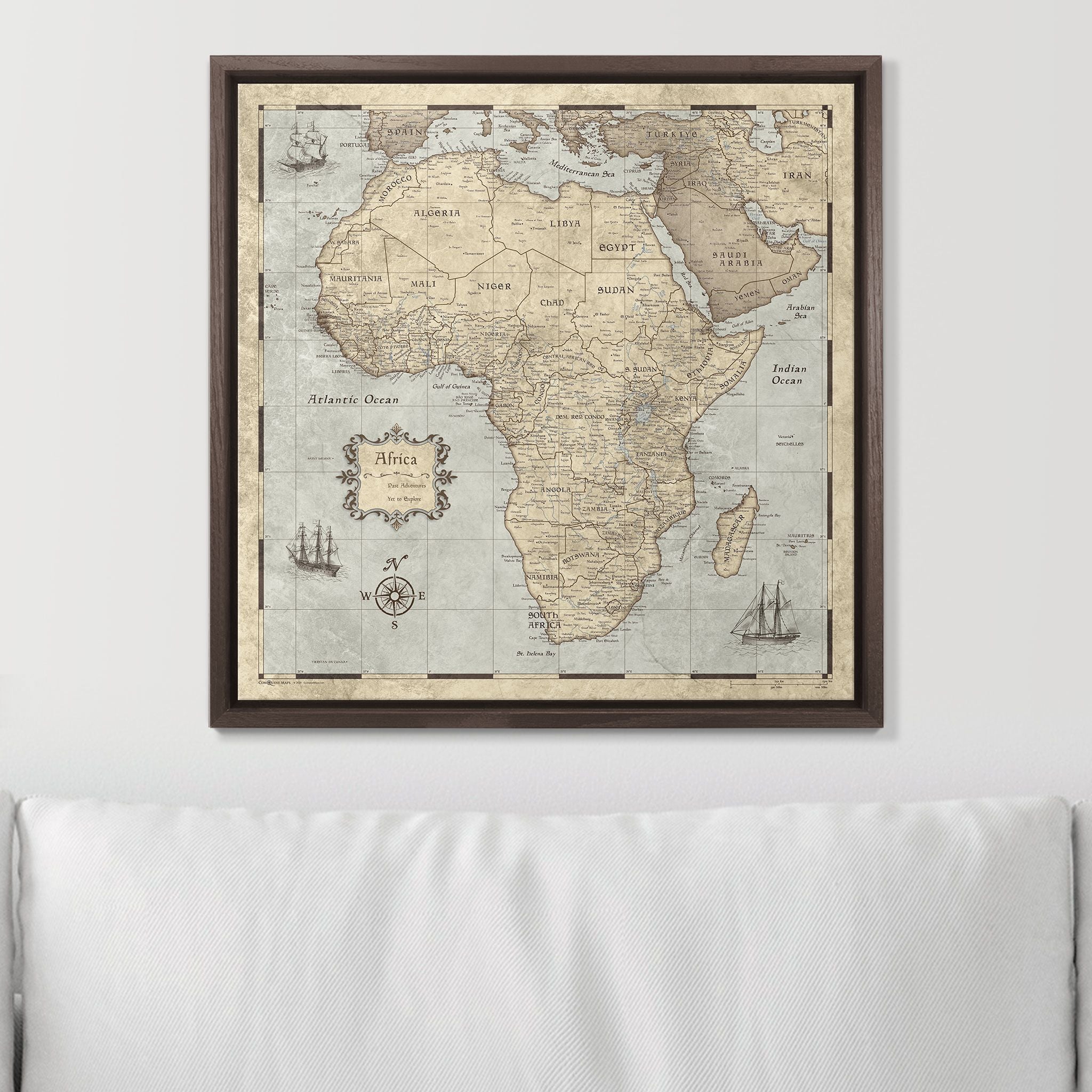 Push Pin Africa Map (Pin Board) - Rustic Vintage CM Pin Board