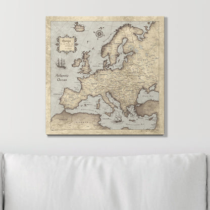 Push Pin Europe Map (Pin Board) - Rustic Vintage CM Pin Board