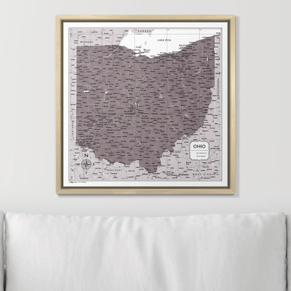 Push Pin Ohio Map (Pin Board) - Dark Brown Color Splash CM Pin Board