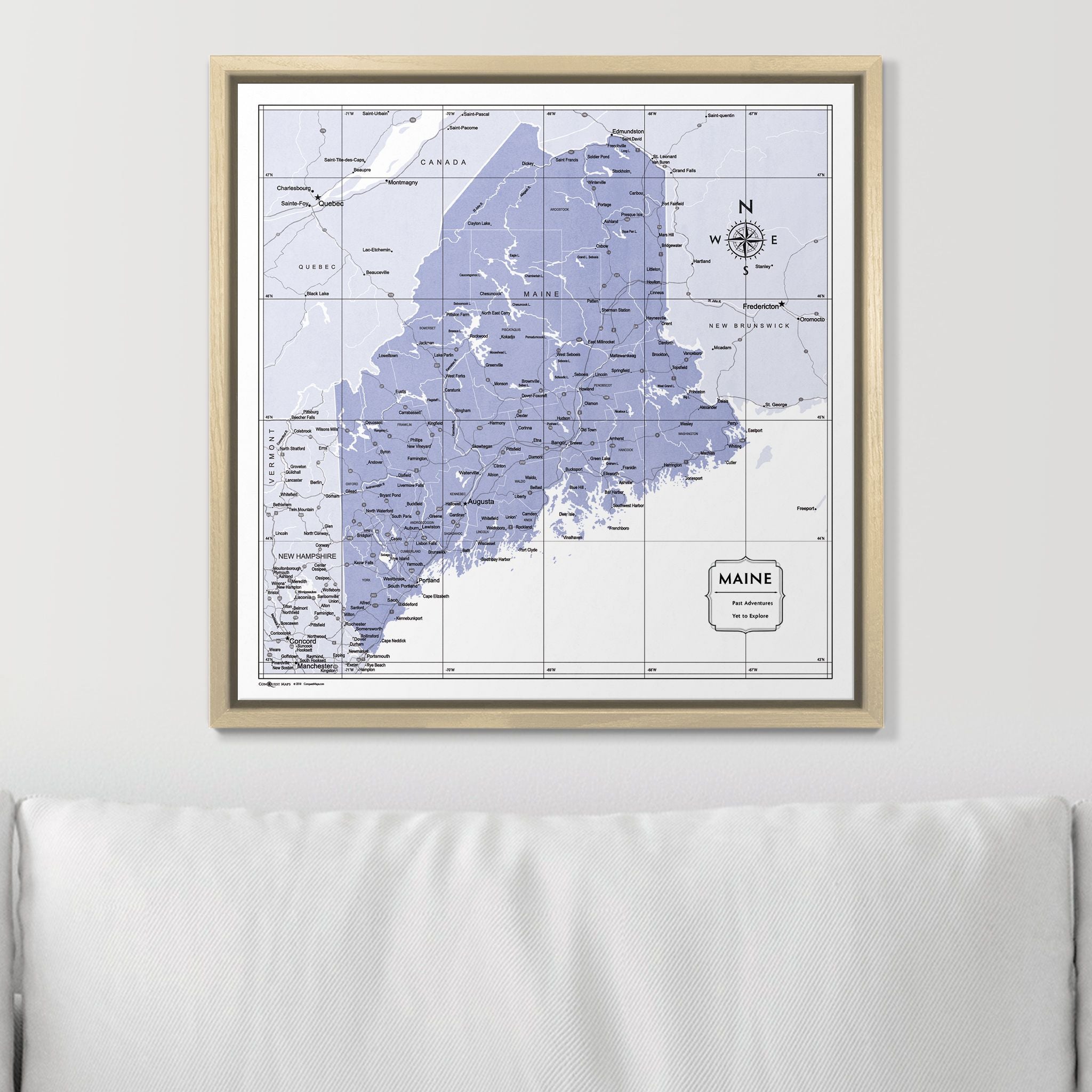 Push Pin Maine Map (Pin Board) - Purple Color Splash CM Pin Board