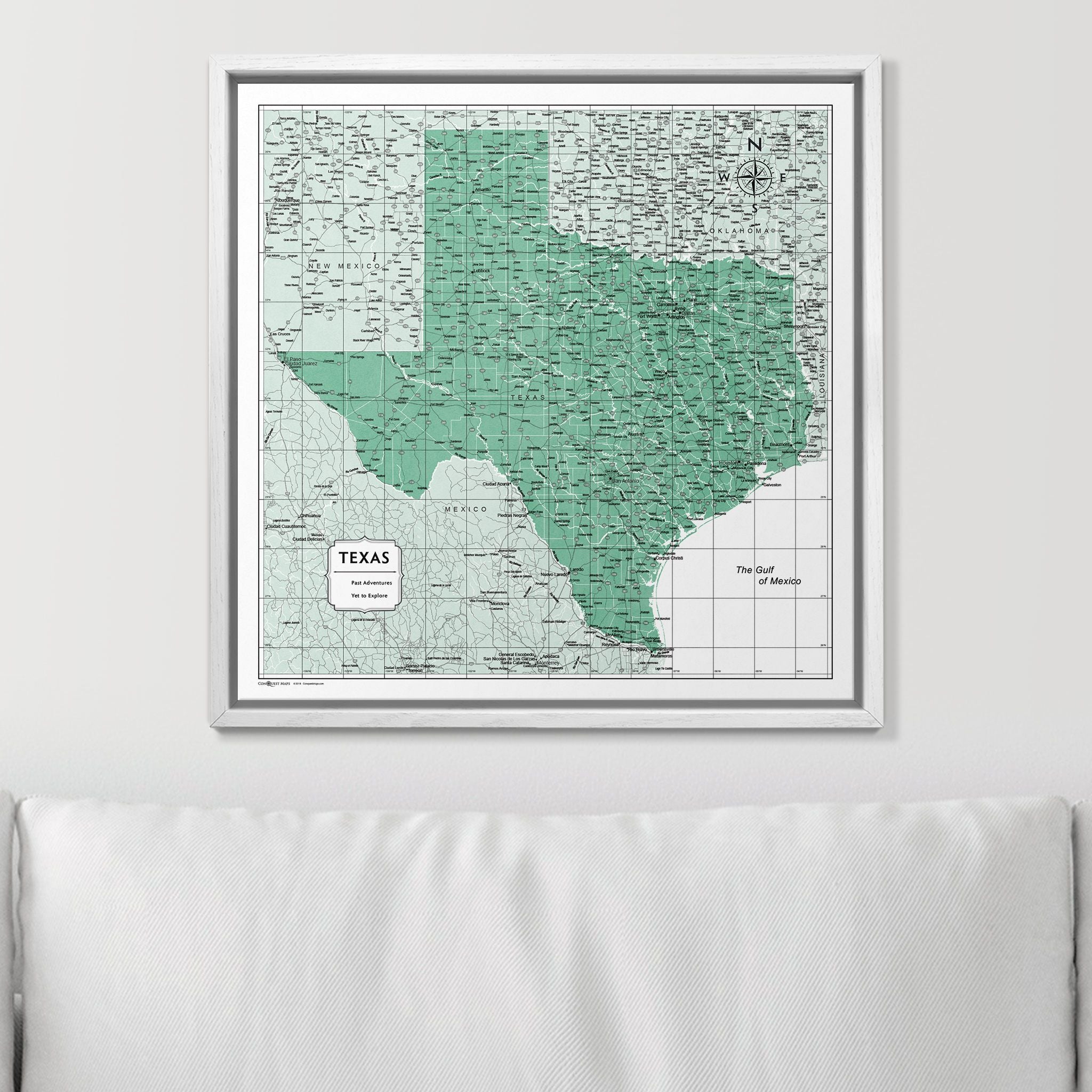 Push Pin Texas Map (Pin Board) - Green Color Splash CM Pin Board