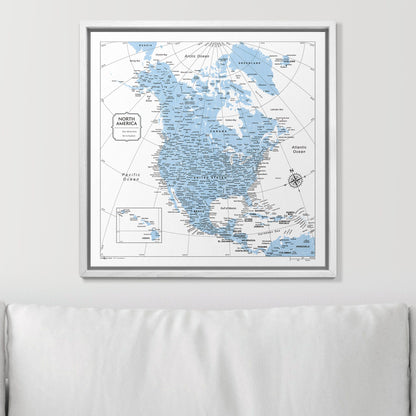 Push Pin North America Map (Pin Board) - Light Blue Color Splash CM Pin Board