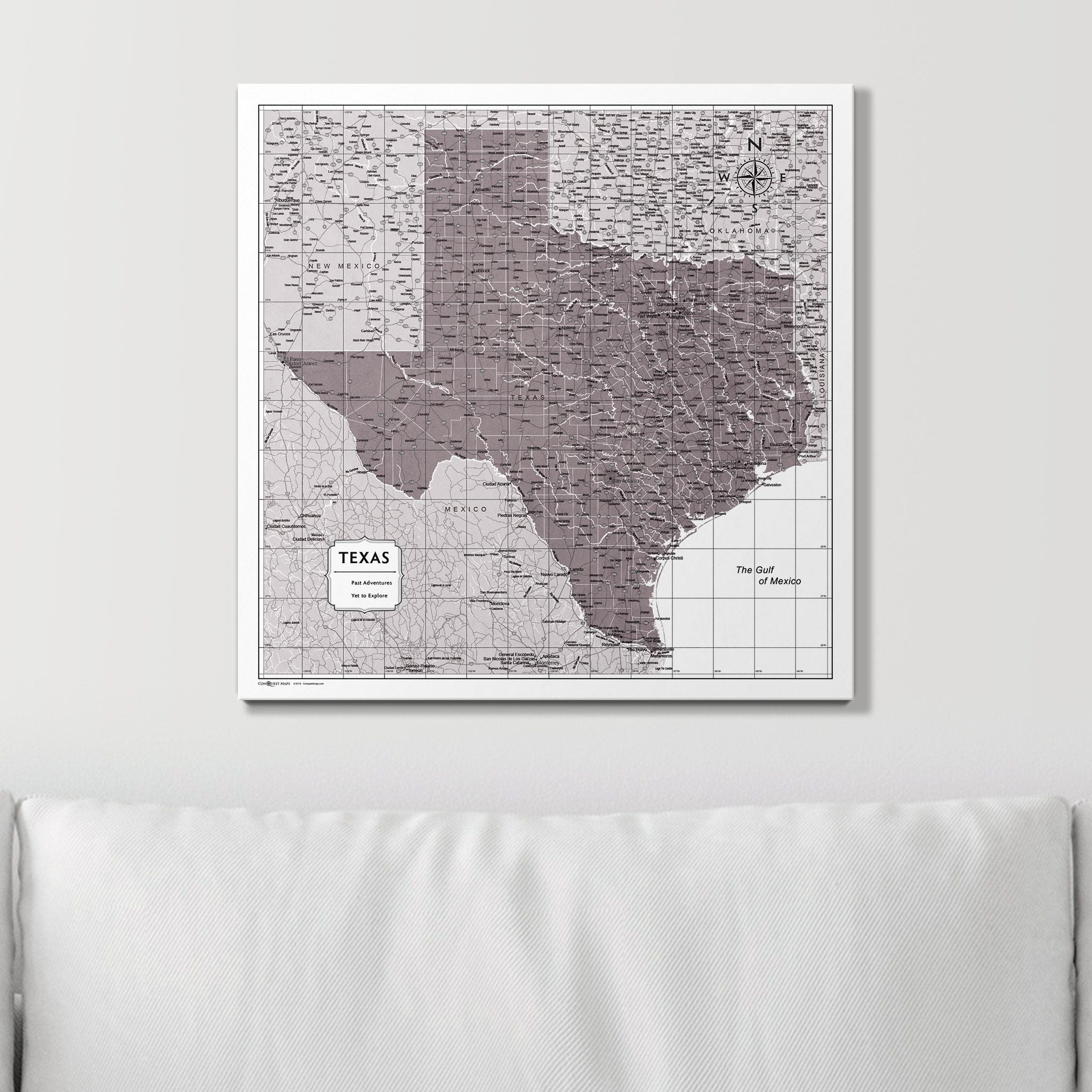 Push Pin Texas Map (Pin Board) - Dark Brown Color Splash CM Pin Board