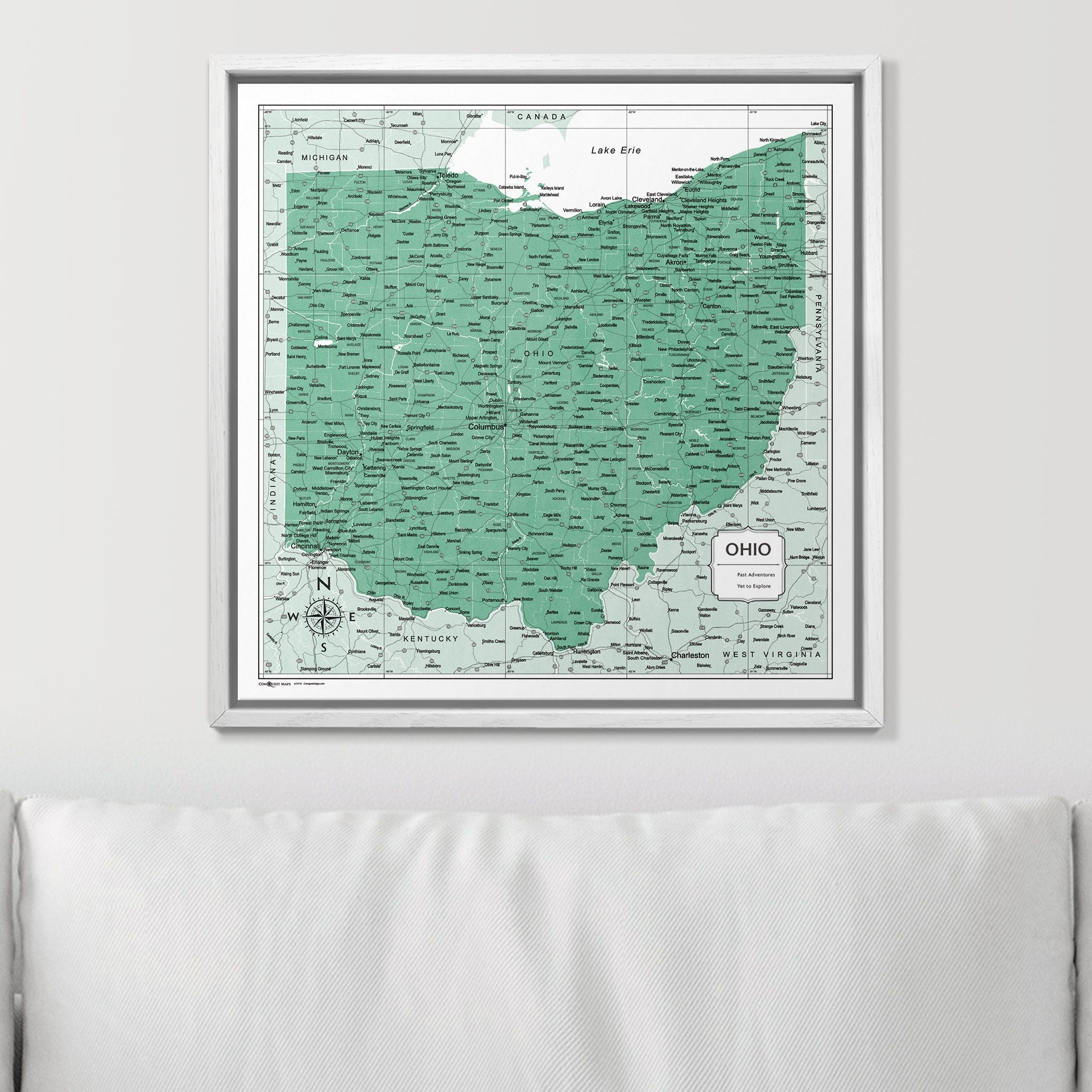 Push Pin Ohio Map (Pin Board) - Green Color Splash CM Pin Board