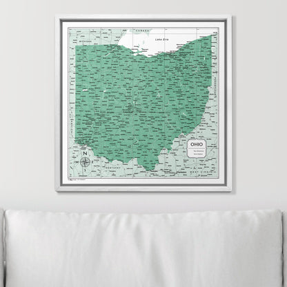 Push Pin Ohio Map (Pin Board) - Green Color Splash CM Pin Board