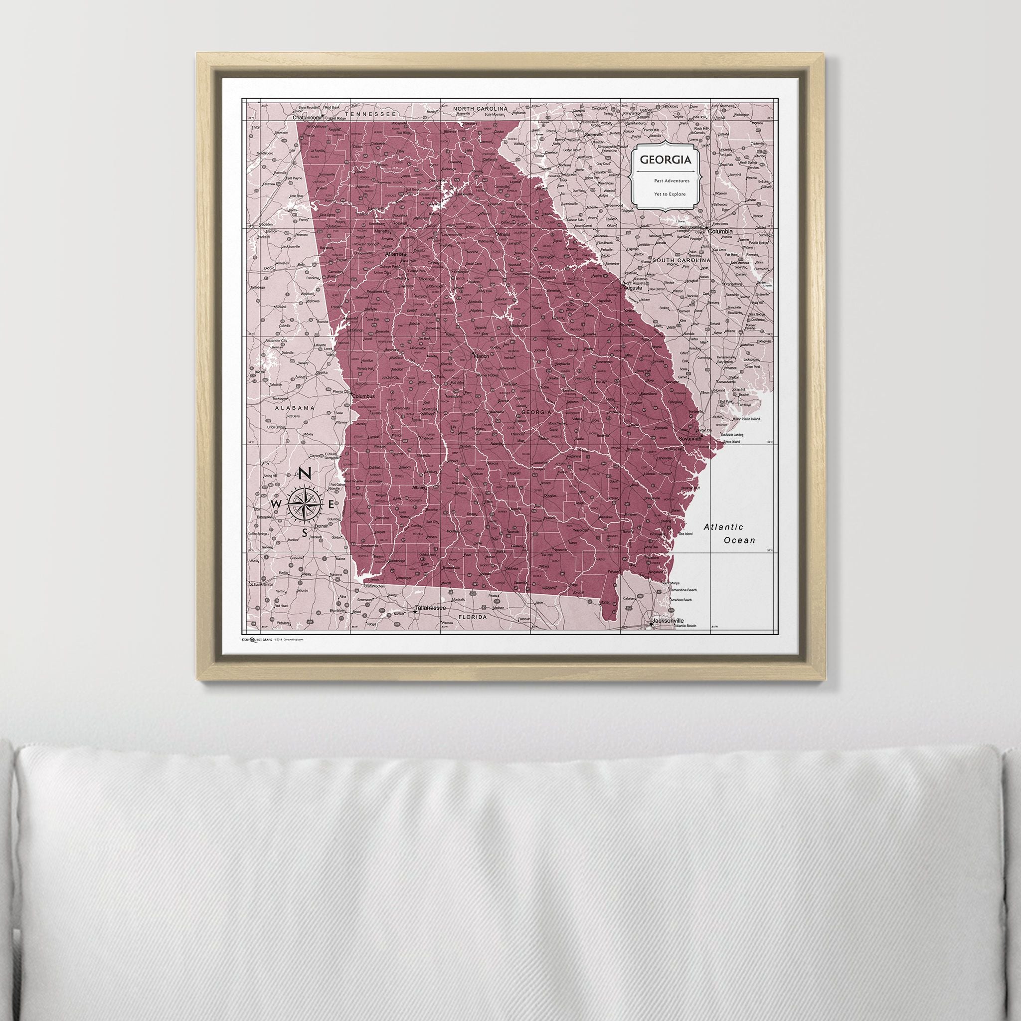 Push Pin Georgia Map (Pin Board) - Burgundy Color Splash CM Pin Board