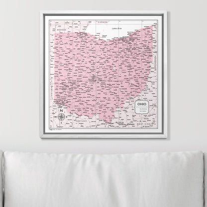 Push Pin Ohio Map (Pin Board) - Pink Color Splash CM Pin Board