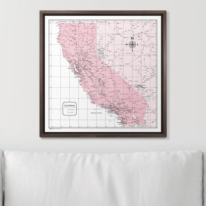 Push Pin California Map (Pin Board) - Pink Color Splash CM Pin Board