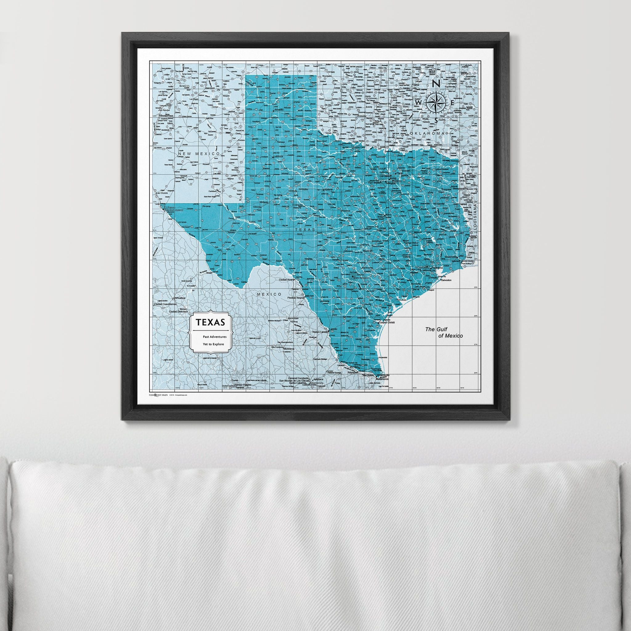 Push Pin Texas Map (Pin Board) - Teal Color Splash CM Pin Board