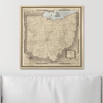 Push Pin Ohio Map (Pin Board) - Rustic Vintage CM Pin Board