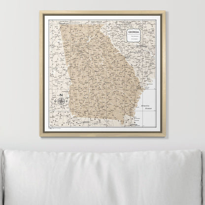 Push Pin Georgia Map (Pin Board) - Light Brown Color Splash CM Pin Board