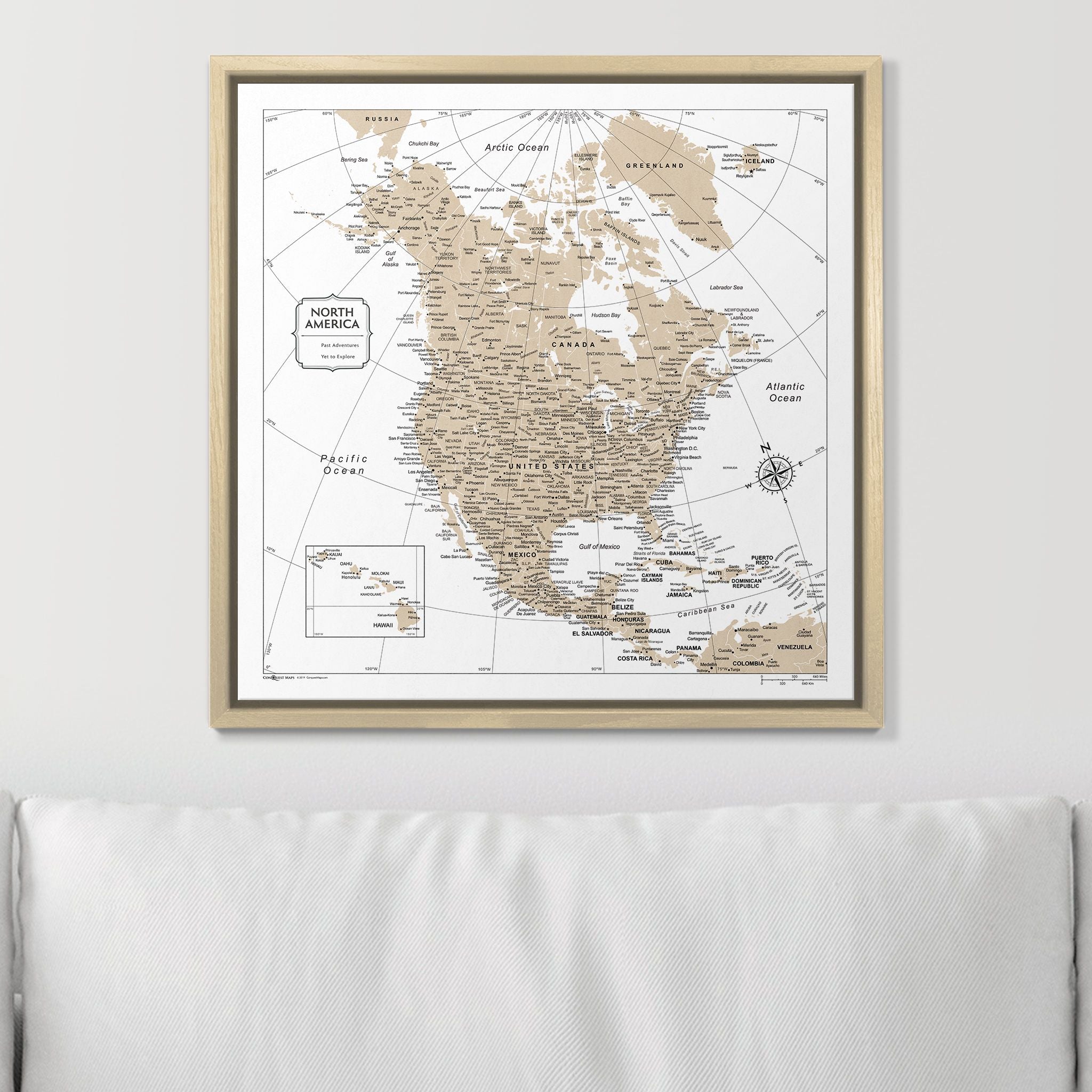 Push Pin North America Map (Pin Board) - Light Brown Color Splash CM Pin Board