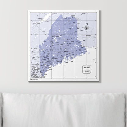 Push Pin Maine Map (Pin Board) - Purple Color Splash CM Pin Board