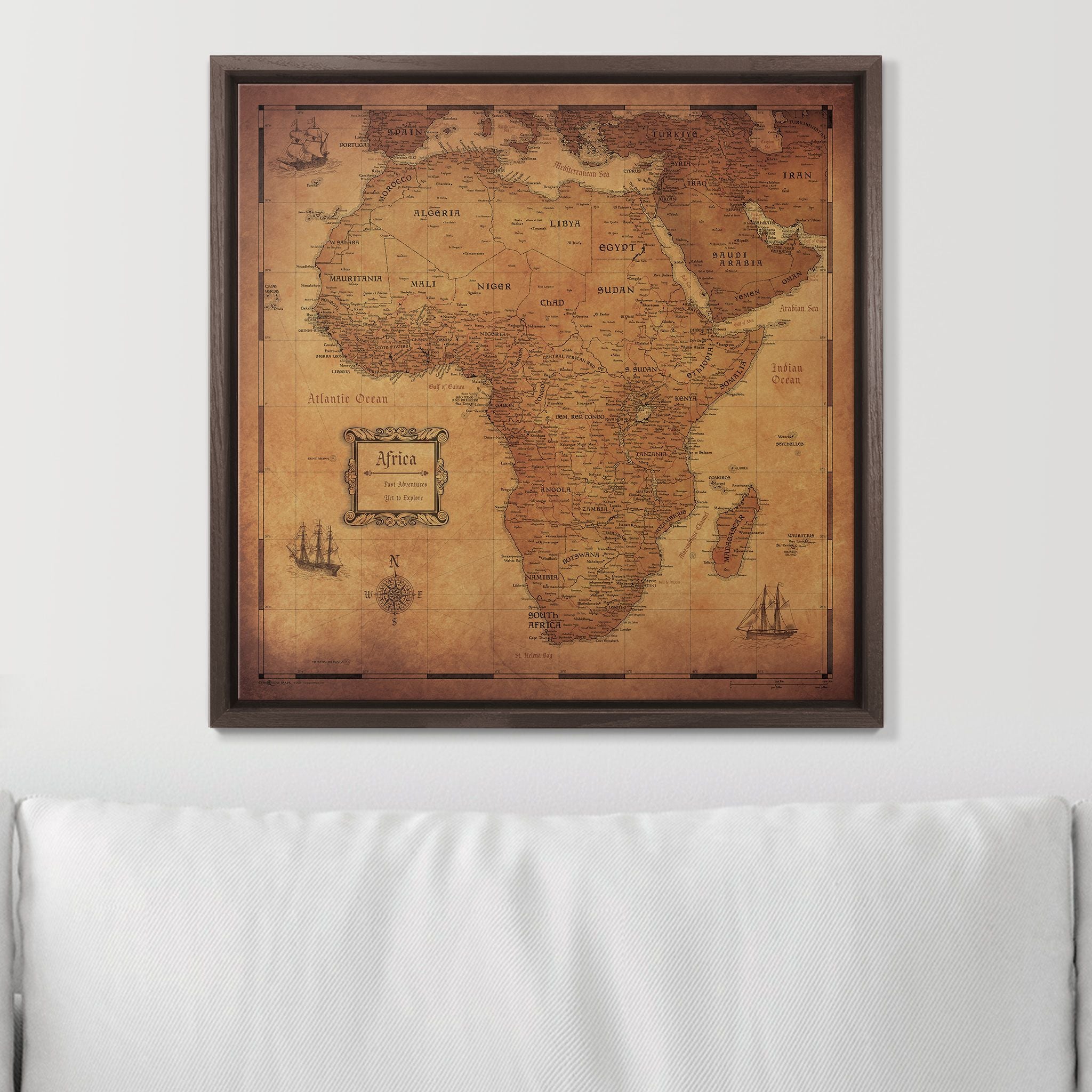 Push Pin Africa Map (Pin Board) - Golden Aged CM Pin Board