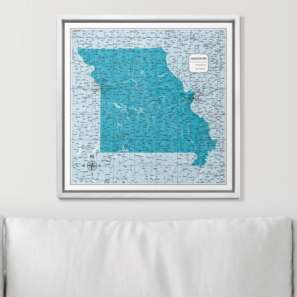 Push Pin Missouri Map (Pin Board) - Teal Color Splash CM Pin Board