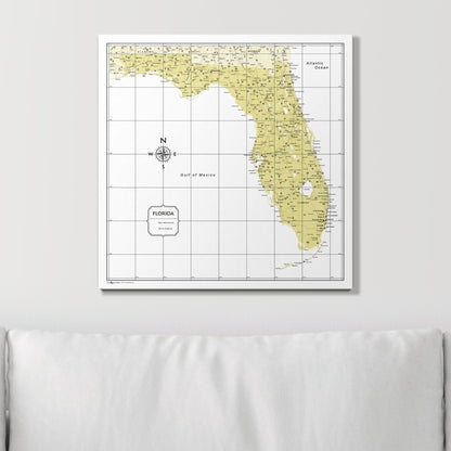 Push Pin Florida Map (Pin Board) - Yellow Color Splash CM Pin Board