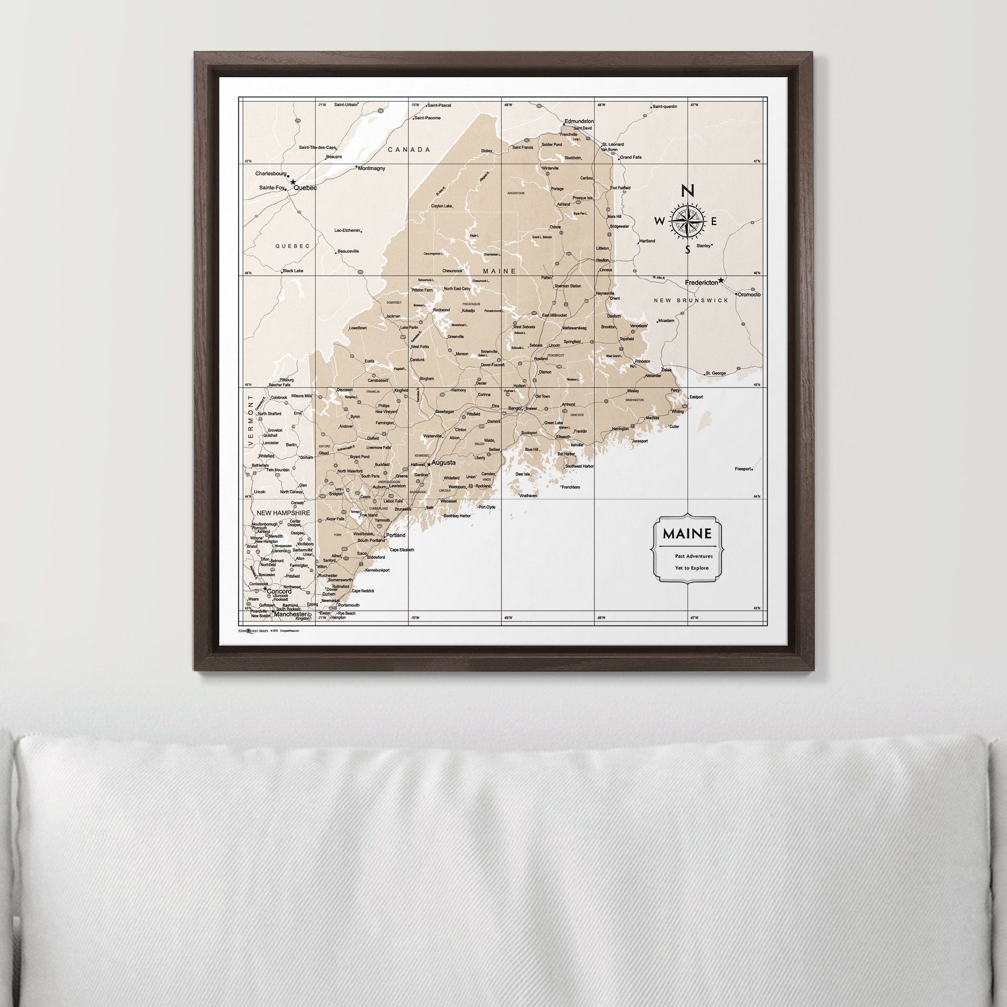 Push Pin Maine Map (Pin Board) - Light Brown Color Splash CM Pin Board