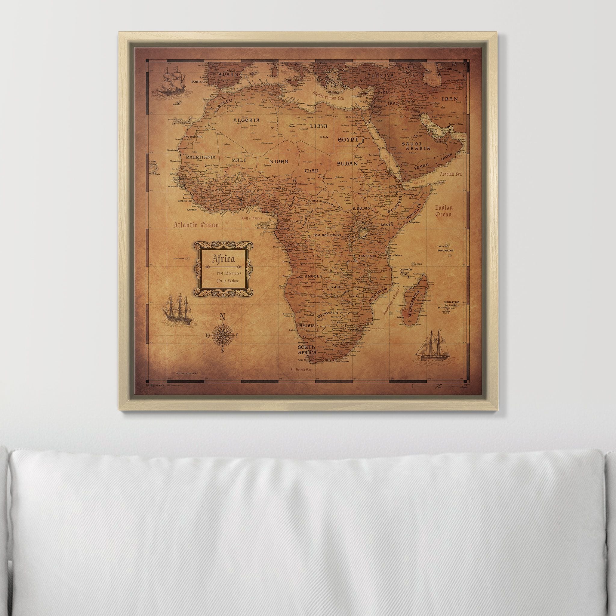 Push Pin Africa Map (Pin Board) - Golden Aged CM Pin Board