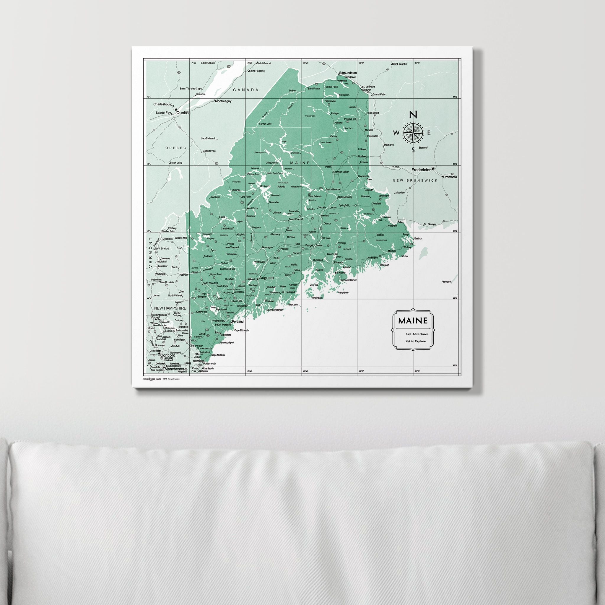 Push Pin Maine Map (Pin Board) - Green Color Splash CM Pin Board