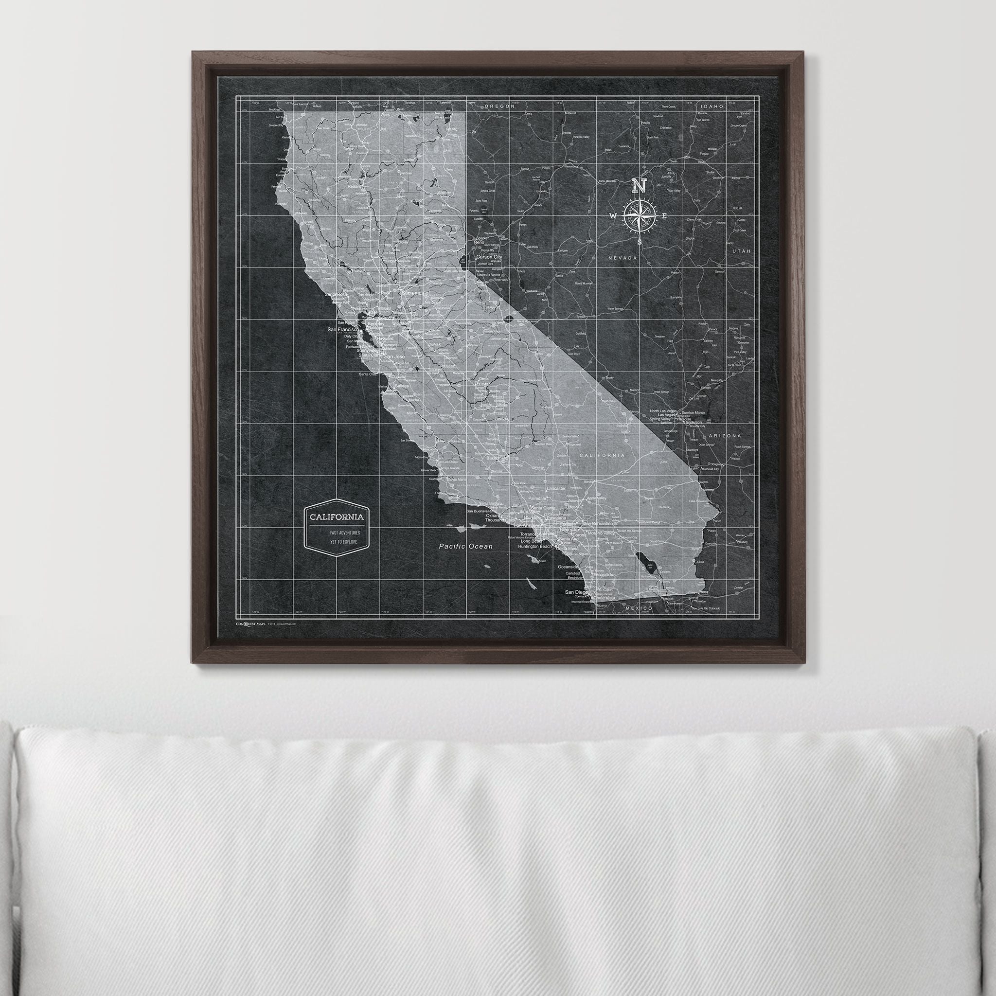 Push Pin California Map (Pin Board) - Modern Slate CM Pin Board