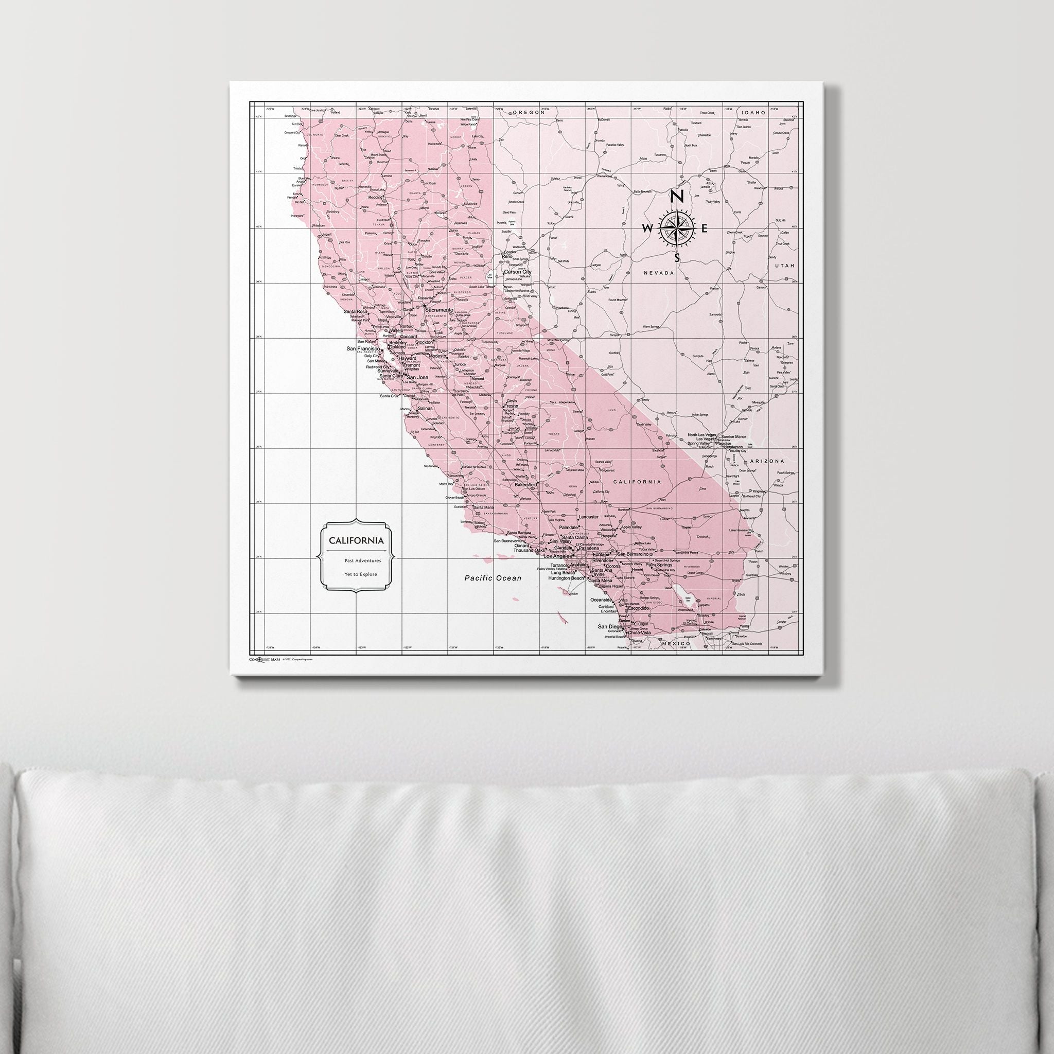 Push Pin California Map (Pin Board) - Pink Color Splash CM Pin Board