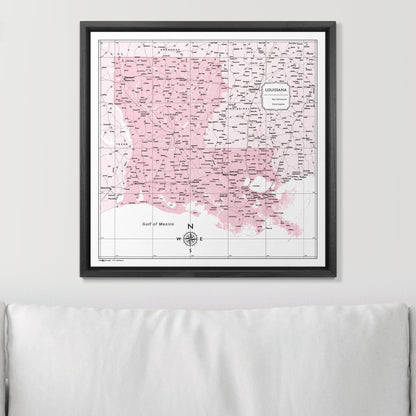 Push Pin Louisiana Map (Pin Board) - Pink Color Splash CM Pin Board