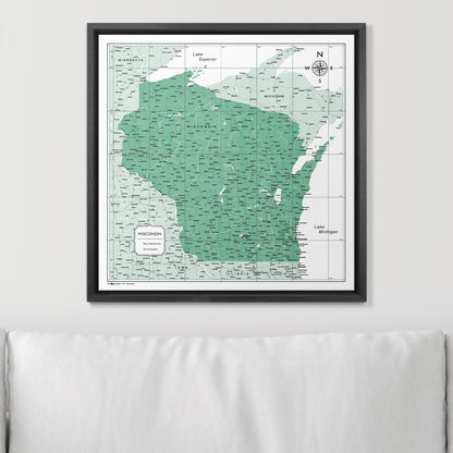 Push Pin Wisconsin Map (Pin Board) - Green Color Splash CM Pin Board