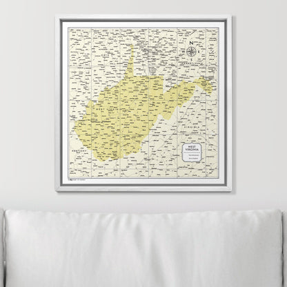 Push Pin West Virginia Map (Pin Board) - Yellow Color Splash CM Pin Board