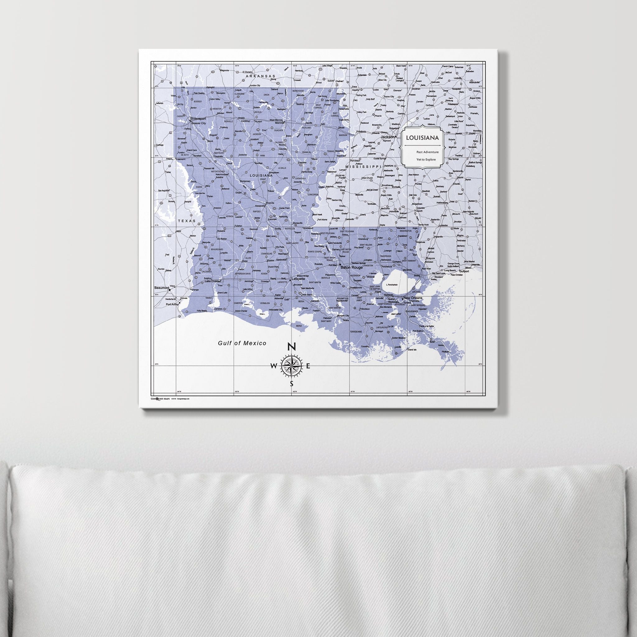 Push Pin Louisiana Map (Pin Board) - Purple Color Splash CM Pin Board