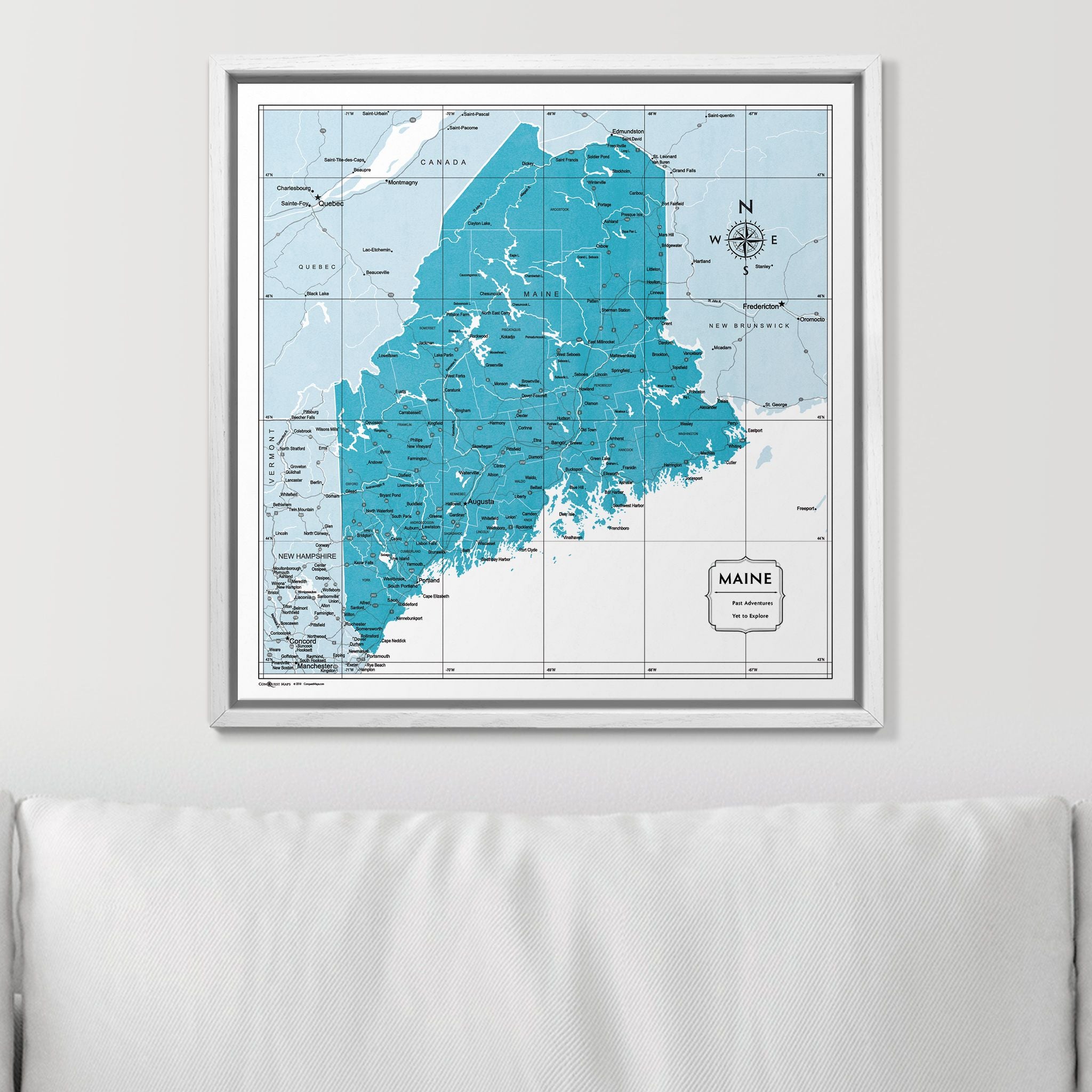 Push Pin Maine Map (Pin Board) - Teal Color Splash CM Pin Board