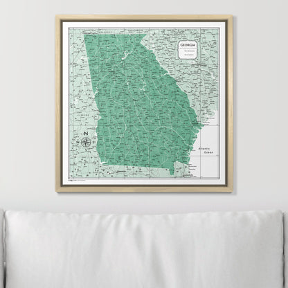 Push Pin Georgia Map (Pin Board) - Green Color Splash CM Pin Board