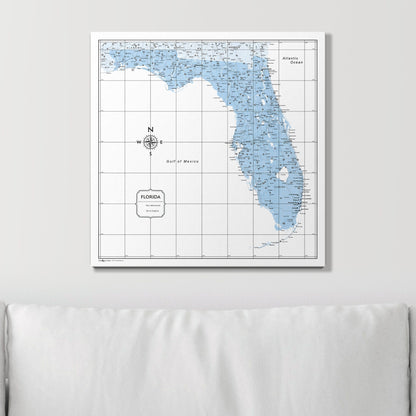 Push Pin Florida Map (Pin Board) - Light Blue Color Splash CM Pin Board