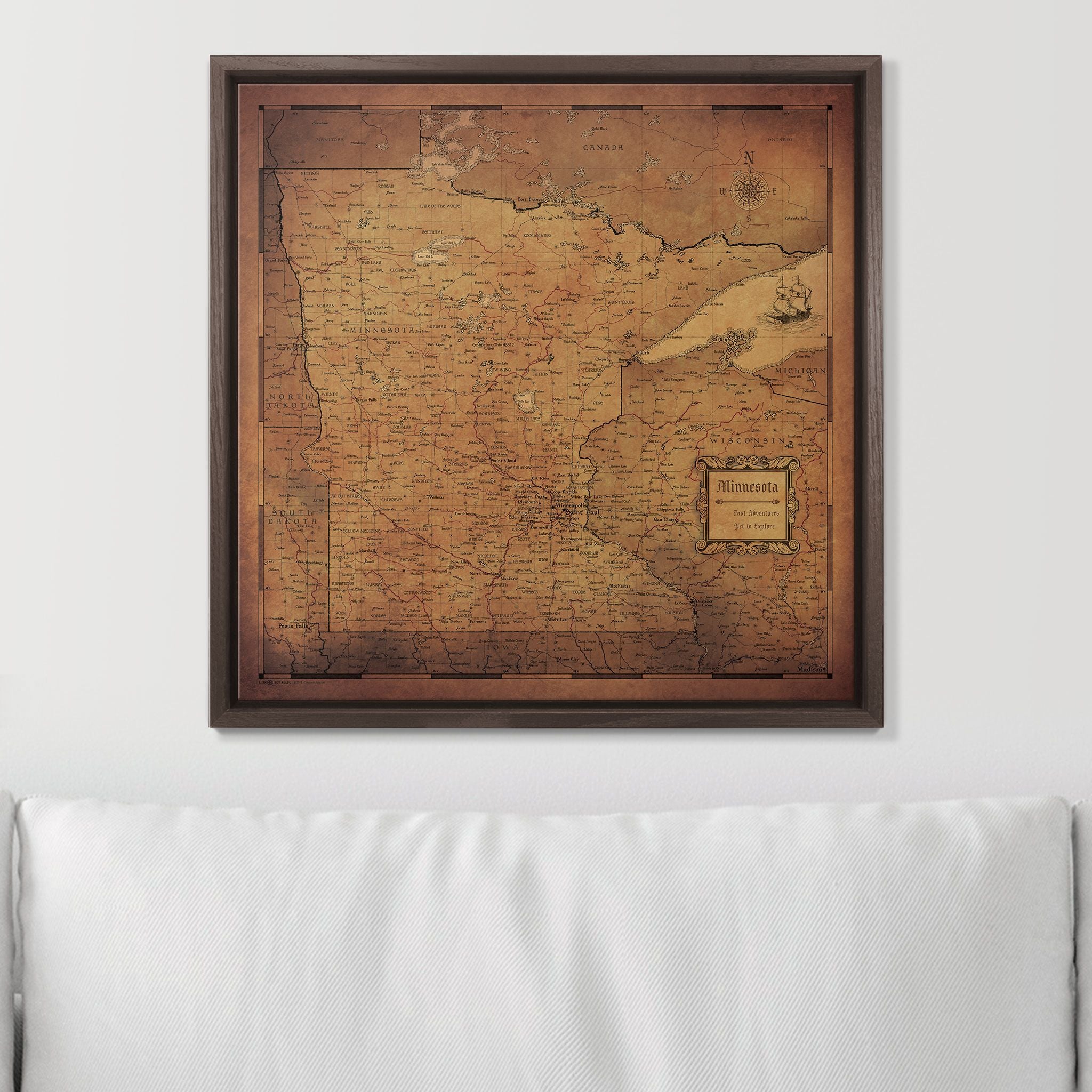 Push Pin Minnesota Map (Pin Board) - Golden Aged CM Pin Board