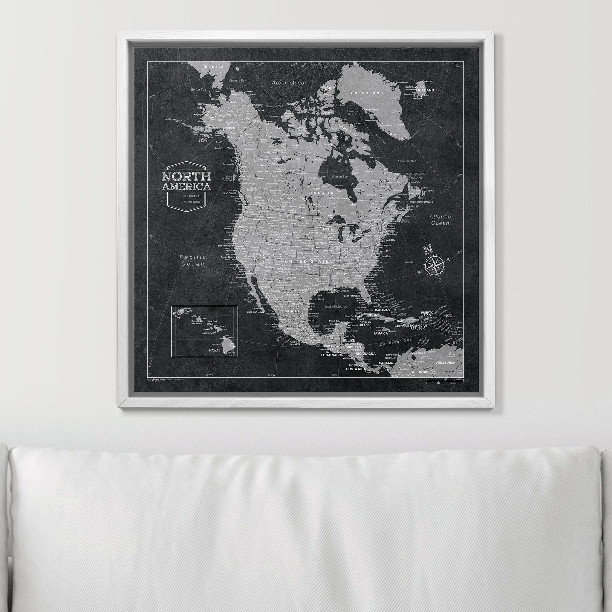 Push Pin North America Map (Pin Board) - Modern Slate CM Pin Board