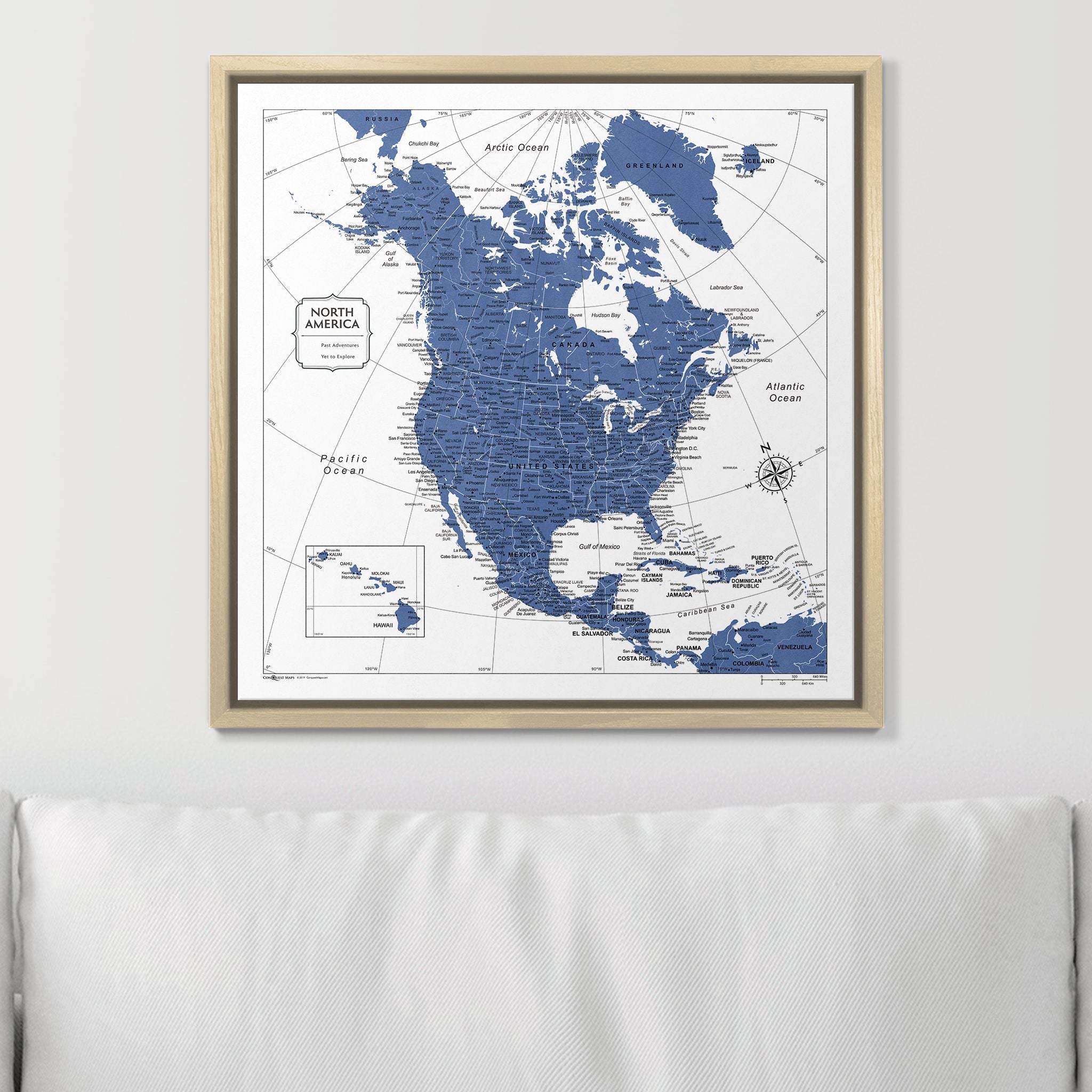 Push Pin North America Map (Pin Board) - Navy Color Splash CM Pin Board