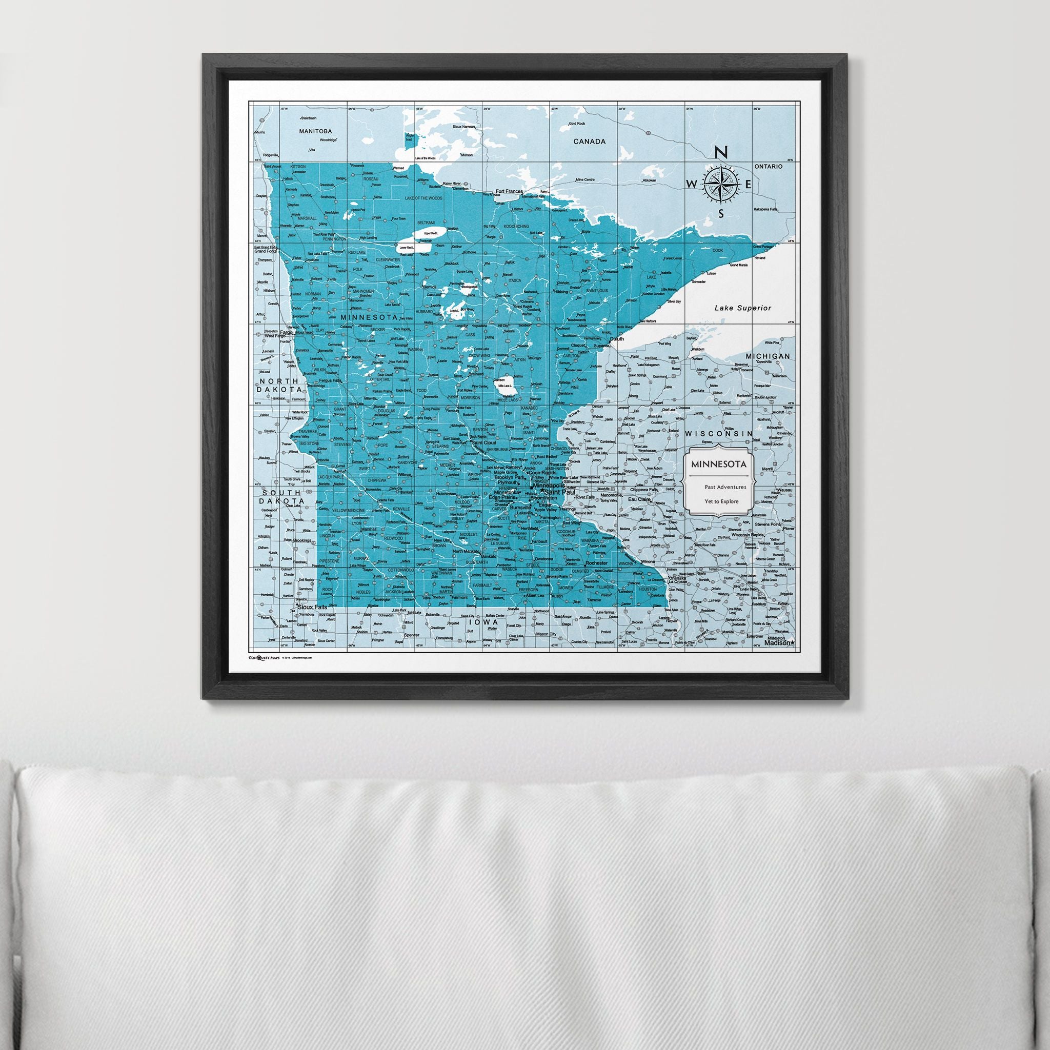 Push Pin Minnesota Map (Pin Board) - Teal Color Splash CM Pin Board