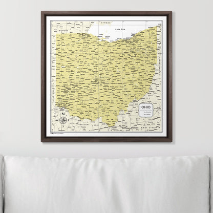 Push Pin Ohio Map (Pin Board) - Yellow Color Splash CM Pin Board